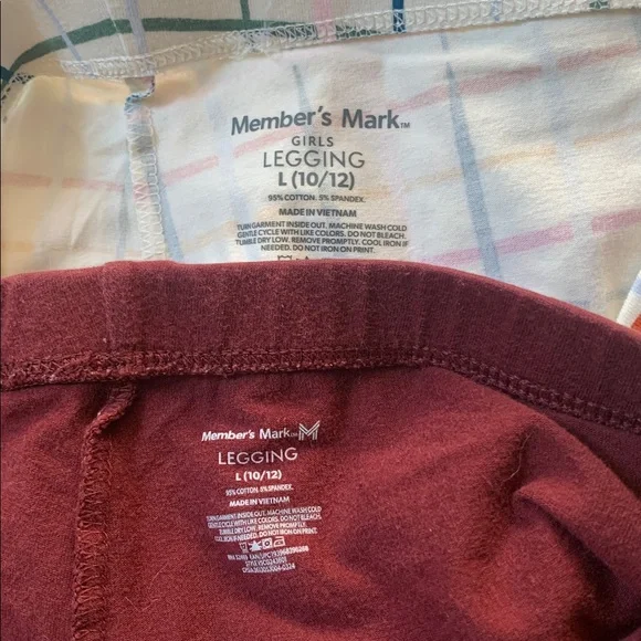 Kids Leggings Set - Gray, Burgundy, Multicolor Plaid size L-10-12 - Picture 6 of 6